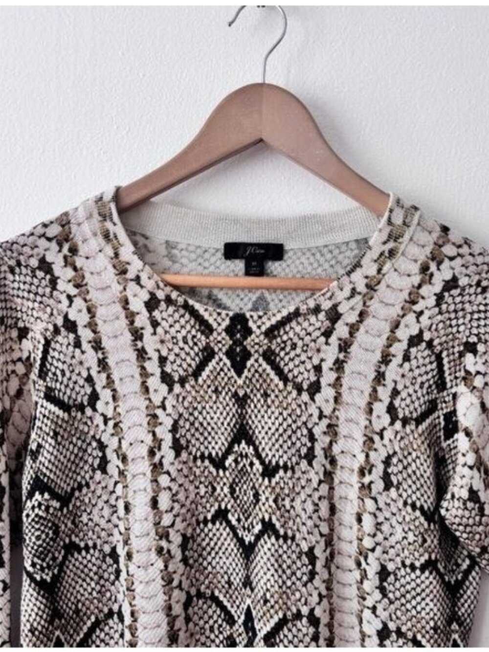 J. Crew Tippi Merino Wool Snake Print Sweater in Caramel Size M - Picture 5 of 8